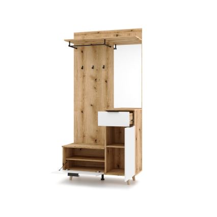 Panel przedpokojowy ze lustrem SVEN, brązowo-biały